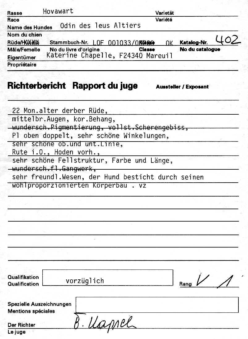 Rapport de juge Aarau 2000, cliquez pour agrandir